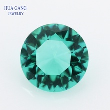 Free Shipping Size 2.5-12mm Color Blue-green Round Shape Machine Cut Loose Glass Stone Synthetic Gems For Jewlry 2024 - buy cheap