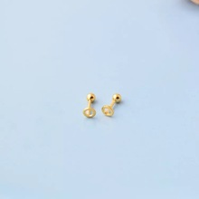 925 sterling silver earring fashion Hollow circle screw stud earring ear bone nail small wild trend female girl cut ear jewelry 2024 - buy cheap