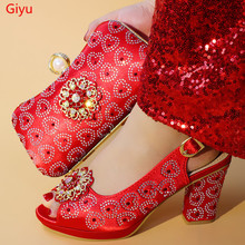 Doershow italiano rojo zapatos con bolsos a juego de zapatos y bolsos para mujeres de baile de graduación fiesta sandalias de verano! HHM1-14 2024 - compra barato