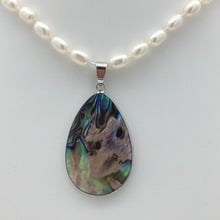 New natural freshwater pearl necklace 5-7NN Abalone shell pendant 26X50MM 925 sterling silver clasp 001 2024 - buy cheap