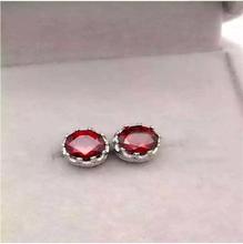 Garnet stud earring 925 sterling silver Natural real garnet Free shipping For men or women 2024 - buy cheap