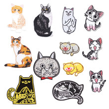 Cartoon Cat Iron on Patches for Clothing DIY Embroidery Stripe on Clothes Animals Sequin Applique Badge Applique Cloth Fabric 2024 - buy cheap