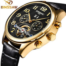 BINSSAW Luxury Brand New Tourbillon Automatic Mechanical Watches Men's Leather Fashion & Casual Sports Watches Relogio Masculino 2024 - buy cheap