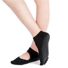 Женские носки для йоги, с открытой спиной, с пятью пальцами, носки для фитнеса, занятий спортом, пилатеса, балета, противоскользящие, с 5 носками, хлопковые носки, женская обувь 2024 - купить недорого