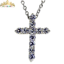 Colar 18k de diamante e moissanite, joia com cruz de ouro, presentes para casamento mo-01-3 2024 - compre barato