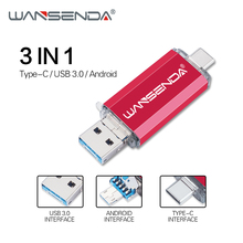 WANSENDA OTG USB 3.0 Flash Drive Type-C 256GB 128GB 3 in 1 Pen Memory Stick 64GB 32GB 16GB Pendrive Dual Micro USB Type C Sticks 2024 - buy cheap
