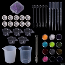 Kit de resina epoxi para joyería, accesorios hechos a mano con gotero de silicona brillante, polvo de purpurina y flores secas, para bricolaje, 1 Set 2024 - compra barato
