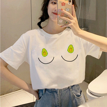 Camiseta feminina estilo harajuku, camiseta de desenho animado como abacate e grunge, camisa gráfica engraçada, estilo coreano, 90s 2024 - compre barato