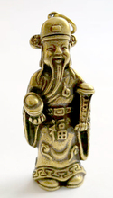 (Mini) delicado chinês antigo-estilo bronze esculpido deus da riqueza estátua auspicioso pingente 2024 - compre barato