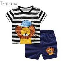 New Arrival Toddler Boy Kids Clothes Lion Print Short Sleeve T-shirt + Shorts 2 Piece Set Baby Boy Girl Cloths Outfit 2024 - buy cheap