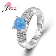 Blue Fire Opal Rings For Women Vintage 925 Sterling Silver  Filled Finger Female Jewelry Party Engagement Charm Bijoux 2024 - buy cheap