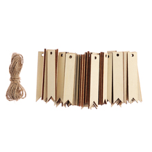 50pcs/set Unfinished Blank Rectangle Wooden Hanging Tags for Scrapbooing Party Favor Wedding Gift Tags with Rope DIY Wood Crafts 2024 - buy cheap