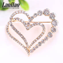 The explosion of Japan and South Korea cute simulation rhinestone hollow double love brooch corsage H1077 2024 - buy cheap