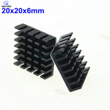 Gdstime 20pcs 20mmx20mmx6mm High Quality Black Aluminum Heatsink 20mm With 3M Tape For Computer Chip CPU Cooling 2cm wholesale 2024 - buy cheap