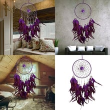 JX-LCLYL New Purple Rose Handmade Dream Catcher Hanging Decoration Ornament with Feather 2024 - buy cheap