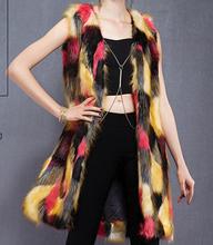 Colorful fox fur vest imitation fur vest wholesale explosion models ladies long section was thin wild fur coat jacket 2024 - buy cheap