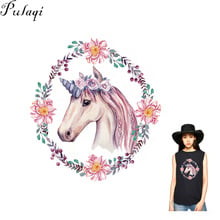 Pulaqi Wreath Horse Summer Style Iron On Heat Transfer Vinly A-level Washable Unicorn Patches For Clothing Decoration E 2024 - buy cheap