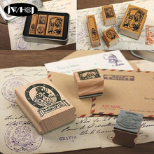 4pcs/set Alice doris retro tin box wood Stamp diy Handmade Scrapbook Album diary decoration rubber Stamps kids toy gifts 2024 - buy cheap