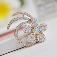 Luxury Bijoux Large Colorful Crystal Flowers Brooches Alloy Corsage Wedding Broach Bouquet Hijab Pin Broches Party Women Hot 2024 - buy cheap