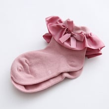 Crianças meias adorável bonito princesa laço do vintage plissado frilly tornozelo meias criança menina piso meias crianças legwarmer 2024 - compre barato