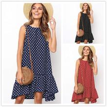 Women Dot Print Summer Dress Casual Loose Ruffle Sleeveless O-Neck Mini Dress Plus Size S-3XL Female Streetwear Dress Vestidos 2024 - buy cheap
