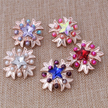 6pcs/lot New Snap Button Jewelry Rose Gold Rhinestone Flower 18mm Snap Buttons Fit Snap Bracelet Necklace For Women Men ZA3070 2024 - buy cheap