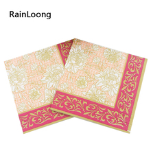 RainLoong-servilletas de papel florales, servilletas de tela para decoración de fiestas, 1 paquete (20 unids/paquete) 2024 - compra barato