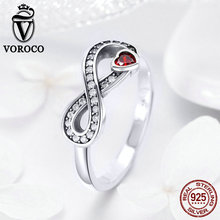 VOROCO 2018 Authentic 925 Sterling Silver Simple Infinity Minimalist CZ Rings for Women Wedding Engagement Luxury Jewelry BKR415 2024 - buy cheap