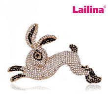 50pcs/lot Rhinestone Crystal Rabbit Brooch Lovely Bunny Animal Brooches Fashion Jewelry Garment Accessory for Women Girls Gift 2024 - buy cheap