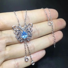 natural blue topaz Necklace natural gemstone Pendant Necklace for Girls Fashion elegant cute butterfly woman party gift Jewelry 2024 - buy cheap