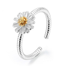 KOFSAC 2018 New Fashion Enamel Daisy Flower Open Finger Rings Authentic 925 Sterling Silver Rings For Women Wedding Jewelry 2024 - buy cheap
