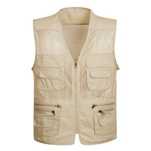 Summer Men's Casual Vest With Multi Pockets Cotton Men Vests Male Sleeveless Mesh Zipper Waistcoat 2024 - buy cheap