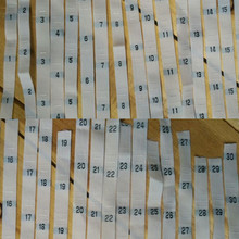 Rótulo branco de poliéster com tamanho de roupas, 100 pçs, 0, 1, 2, 3, 4, 5, ---- 28, 29, 30, 31, 32, 33, 34, 35, 36, 37, 38, 47, 48, 49, 50, 52, 54, 56, 58, 60 2024 - compre barato