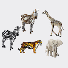 Patches bordados 3d de girafa zebra, elefante tigre, apliques decorativos requintados de roupas, 1 peça 2024 - compre barato