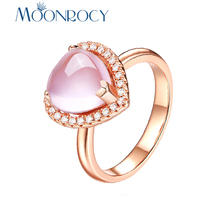MOONROCY Cubic ZirconiaPink Opal Rings Rose Gold Color Ross Quartz Crystal Butterfly Jewelry Wholesale for Women Drop Shipping 2024 - buy cheap