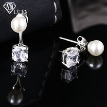 Pendientes de perla simulada LXOEN elegantes para mujer con pendientes cuadrados de cristal de circón Druzy para chicas, artículos de joyería para boda 2024 - compra barato