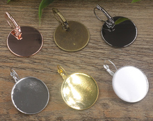 100 unids/lote cabujón 25mm camafeo antiguo bronce gancho de oreja, accesorios pendientes de botón de latón, pendientes base de ajuste 2024 - compra barato