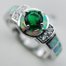 Simulated Emerald White Opal 925 Sterling Silver  Ring Size 6 7 8 9 10 R1314 2024 - buy cheap