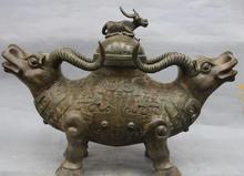 China Dynasty Bronze Copper Bull Cattle Cow OX Jug Pot Bottle Tank Crock kettle 8.02 2024 - buy cheap