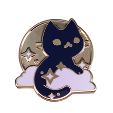 Cosmic black cat brooch stars space pin cute cloud kitten badge astronomy astronaut gift 2024 - buy cheap