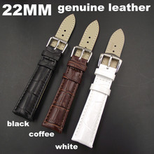 Wholesale 10PCS / lot High quality 22MM genuine cow leather Watch band watch strap coffee,black,white color available -WB0007 2024 - buy cheap