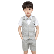 Костюм для мальчиков летний из 3 предметов: жилет, шорты и галстук 2024 - купить недорого