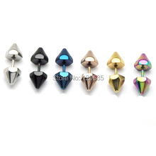 Hot Sale! 4 5 6 7mm Hexagonal Cone 6 colors titanium steel Men Women Punk screw stud earrings 2024 - buy cheap