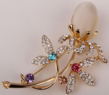 Floral brooch pin for women austrian crystal summer flower jewelry gold & silver color top fashion 2015 ZP16 2024 - buy cheap