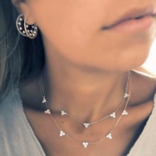 2022 Geometric Simple Delicate Women Necklace Highlights Collarbone Three Stone Design Elegance Women Party Charm Jewelry Gifts 2024 - buy cheap