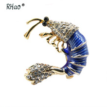 Lovely Crayfish Brooches For Women Rhinestone Shrimp Corsages Men Kids Sweater Suit Brooch Pins Accessories Jewelry 2024 - buy cheap