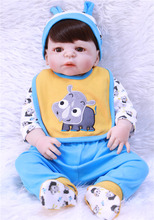 NPK muñecas de silicona reborn 22 "55 cm bebé niña niño reborn bebés muñecas con ropa de vaca azul real vivo bonecas regalo 2024 - compra barato