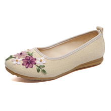 Bailarinas Vintage bordadas para mujer, zapatos de punta redonda planos con flores 2024 - compra barato