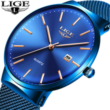 LIGE Mens Watches Top Brand Luxury Men's Casual Quartz Watch Men Stainless Steel Ultra-thin Waterproof Watch Relogio Masculino 2024 - buy cheap