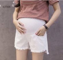 SLYXSH 2018 Asymmetry Shorts Maternity Pregnancy Burr Shorts Jeans for Women Pregnant Casual Solid Maternity Clothes for Summer 2024 - buy cheap